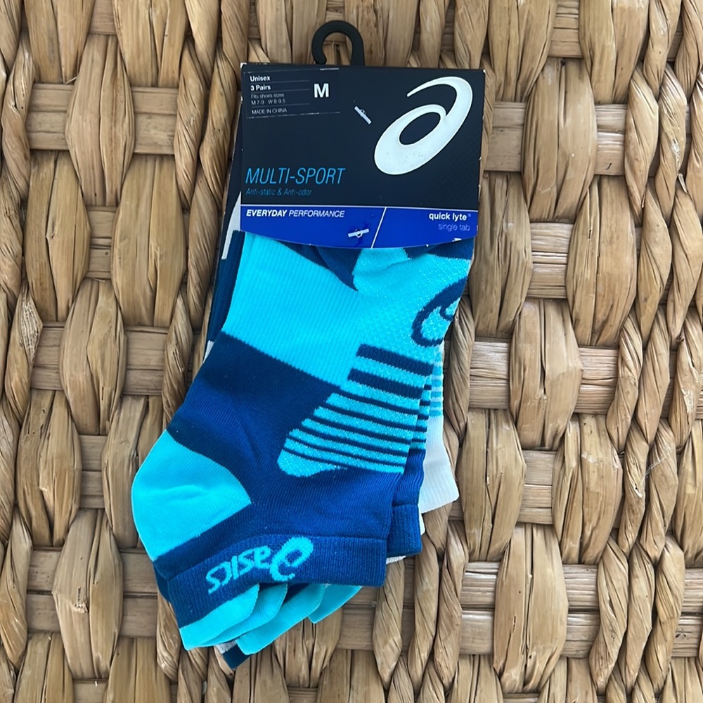 ASICS Multi-Sport Socks - Uni Sex- Blue and white. NWT